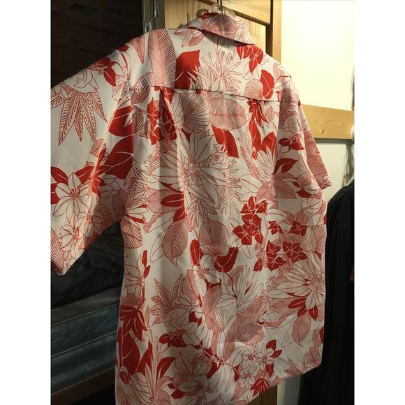 Hawaii Nei Honolulu Vintage Men’s L Red Floral Short Sleeve Button Down Shirt - Picture 9 of 12